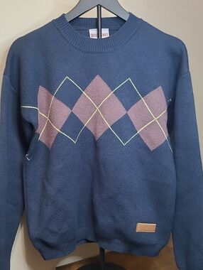Taylor Swift - Red (Taylor's Version) - Navy Blue Argyle Crewneck Sweater size S